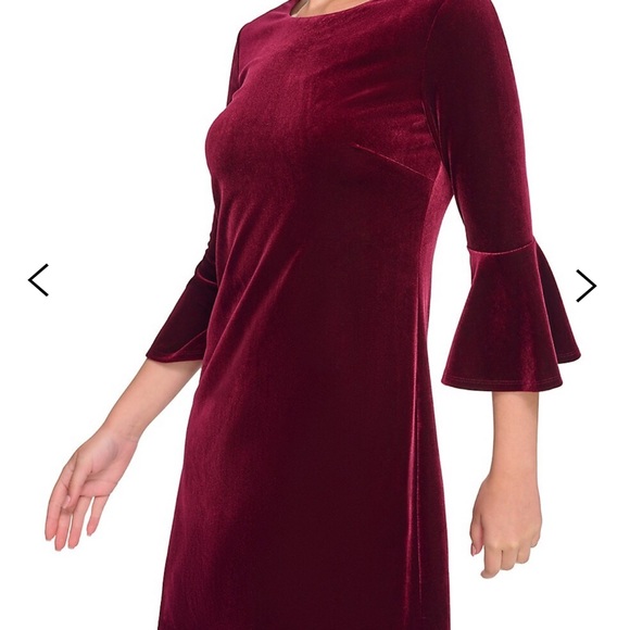 TOMMY HILFIGER Burgundy Velvet Bell Sleeve Size 12 - Picture 1 of 8